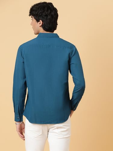 Image of KOTTY Men's Textured Casual Shirt - Long Sleeve||Button-Down Collar||Classic Fit