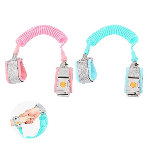 Correa de muñeca antipérdida, arnés de seguridad para niños pequeños, cuerda de tracción antipérdida, longitud 2 m, eslabón de muñeca anti perdida con bloqueo de inducción (pink)