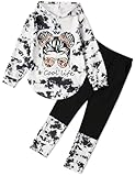 Woleroyir Girls Clothes Cool Girl Print Tie Dye Hoodie Pullover Sweatshirt Leggings Stylish Girls' Clothing Sets, White, 5-6 Years