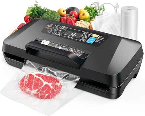 Image of Vacuum Sealer for Food, 10 Modes 95KPa vacuum sealer for Wet /Dry Food, Automatic Food Vacuum Sealer Machine with Double Seal Strip, Built-in Cutter & Roll Storage, Complete Kit with Bags