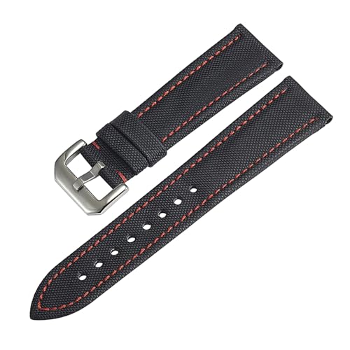 Bracelet montre nylon 22mm NASUNJIA étanche en toile voile et cuir