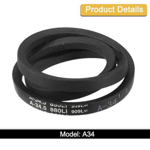 Image of uxcell A34 1 /2 Classic Wrapped V-Belt, 36 inch Outside Circumference Wrapped Industrial Rubber V-Belt A Profile V-Belt for Industrial Machinery Equipment, Black