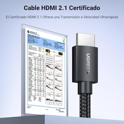 Miniatura 2 de UGREEN Cable HDMI 2.1 Certificado 10K 8K 60Hz 4K 120Hz 48Gbps UHD eARC HDR Dinámico Dolby Vision 3D HDCP 2.3 Compatible con Mac mini M4 Pro PS5 PS4 Xbox One X PC HDTV Monitor, 2M