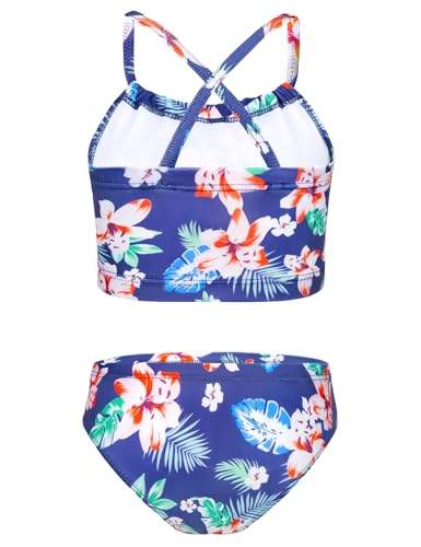 Image of TENVDA Girls Swimsuit 2-Piece Halter Tankini Set Beach Sport Bathing Suit UPF 50+ Swimwear