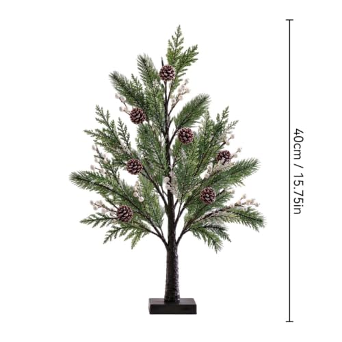 15.75in Artificial Christmas Tree with Warm Led Lights Pinecone & Berries - image 3