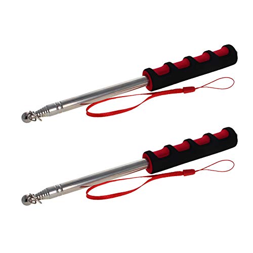 Image of Othmro 2Pcs Hollow Telescopic Teachers Pointer, Teaching Pointer Stick for Classroom, Metal Hand Retractable Pointer Extended Length 55.1 inch, Handheld Presenter Whiteboard Pointer (Red)