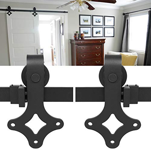 Herraje Puerta Corredera Madera, Puerta Deslizante Herraje para Puertas Corredizas Interiores Juego Completo Divisores Armarios de Pared Estudio Granero Doble Cocina DIY Bricolaje (Polea 3, 183cm)