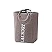 Zueyen - Cesto portabiancheria pieghevole con manici in alluminio, in poliestere, per camera da letto, tessuto, grande borsa per il bucato, dimensioni: 32 x 50 x 25 cm, colore: grigio scuro