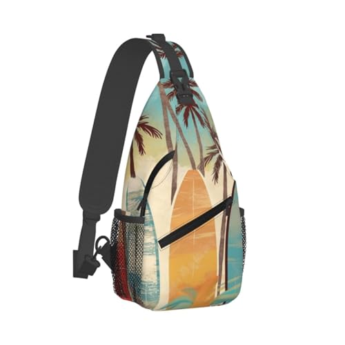 Bolso cruzado Surfboard Palm Tree para hombre y mujer miniatura 2