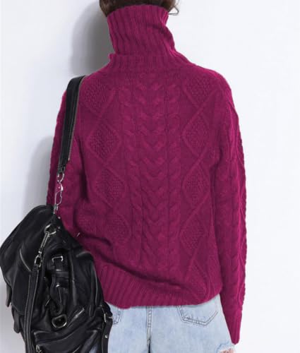Image of Wool Sweaters Women's Turtleneck Pullover Female Loose Long Sleeve Tops Winter Thick Knitted Jumper