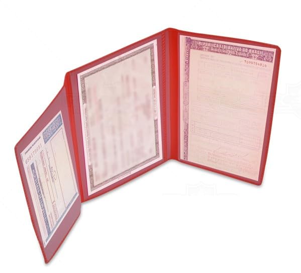 kit 3 Carteira Despachante Tripla Porta Documento Carro Pvc (Vermelho)