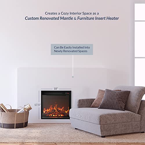 Belleze 18" Electric Fireplace Insert, Recessed Fireplace Heater With Remote Control, Indoor Fireplace Heater With Adjustable Brightness, Timer, Automatic Temperature Control, Black #TOP6