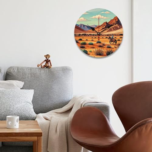 Horloge moderne en bois cheval Far West pour décorer le salon et la chambre - 5