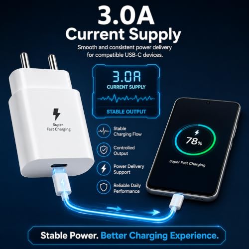 Image of Zybux 25-Watt USB C PD PPS Charger Adapter Compatible with Samsung Galaxy Z Flip 5|4|6|Tab|S11|S10|S9|FE|Lite|Ultra|Plus, Mini Wall Charging Adaptor Block for Android Phone Tablet, White