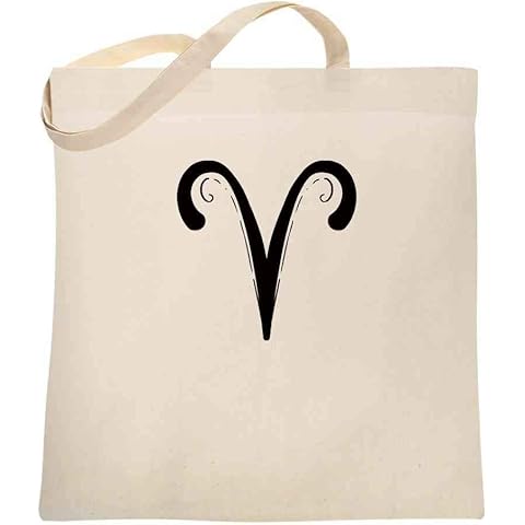 Pop Threads Aries Zodiac Astrology Symbol Horoscope Natural 15x15 inches Large Canvas Tote Bag