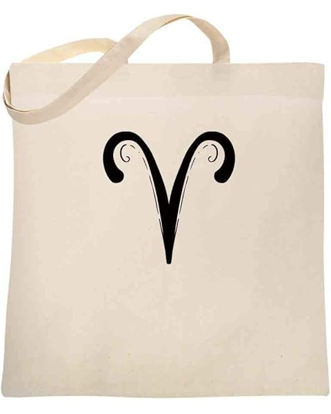 Pop Threads Aries Zodiac Astrology Symbol Horoscope Natural 15x15 inches Large Canvas Tote Bag