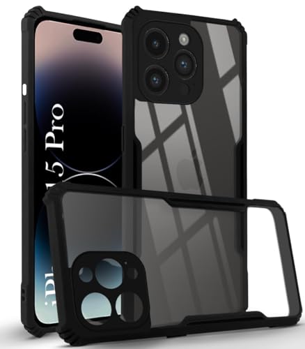 Image of Jkobi Back Case Cover for iPhone 15 Pro (Shockproof with Polycarbonate Clear Panel | Black)