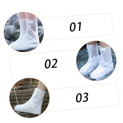 Outanaya 1 par de cubiertas impermeables para zapatos de silicona para lluvia, tallo alto, PVC blanco para niños miniatura 6
