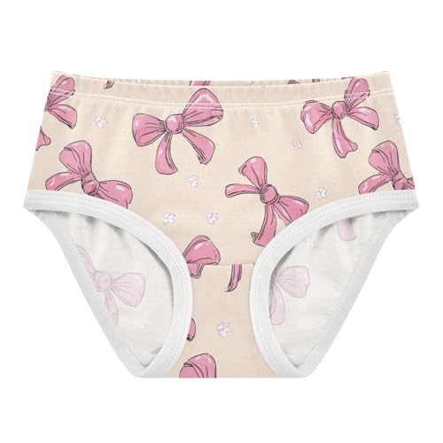 Wusikd Cute Pink Bows Ribbons (2) Girls' Underwear Cotton Girls Briefs Soft Toddler Underwear 2T
