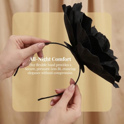 Tocados para mujer cómodos: soluciona tu look de invitada de boda con este tocado negro 7