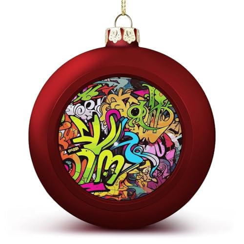 Boules de Noël décoratives graffiti pour sapin de Noël et suspensions de fête