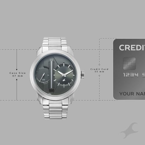 Image of Fastrack Pulse IV with Olive Green Dial Silver Stainless Steel Strap Watch for Men - 3341SM03