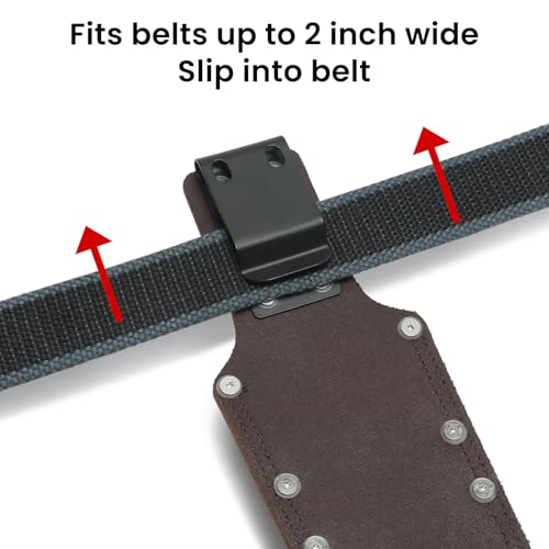 Image of Hammer Holder,Hammer Holder for Belt,Tool Holder Pliers Holster Knife Holster, Hammer Holster Made with Genuine Leather and Heavy-Duty Steel,for Construction Electrician Carpentry Garden Pruning.