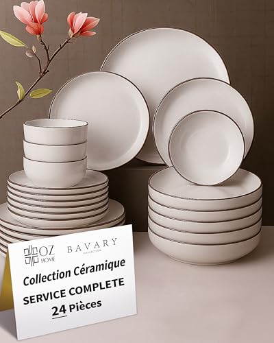 BAVARY Service Vaisselle 24 Pièces – Set De Table Beige 6 Personnes – Assiettes Service De Table 6 Personnes Plates & Assiette Creuse, Bols – Vaisselle Et Arts De...