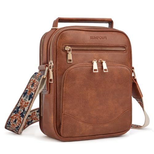 Image of Large Crossbody Bags for Women,Boho Strap Vegan Leather Purse | Built-in Wallet RFID Womens Crossbody Purse,Structured, Multi Pockets, Versatile Shoulder Bag for Travel,commuting,daily