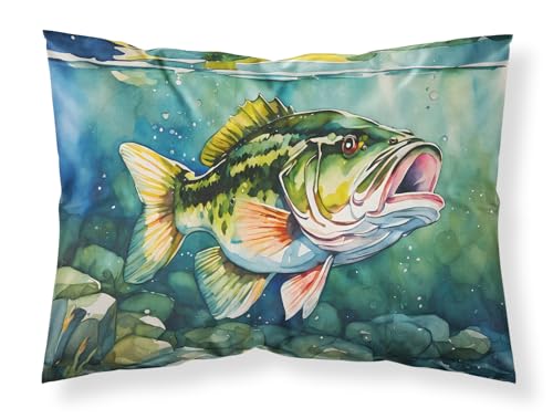 Caroline's Treasures DAC2804PILLOWCASE Largemouth Bass Standard Pillowcase Lightweight Super Soft Easy Care Decorative Artwork Pillowcase, Standard