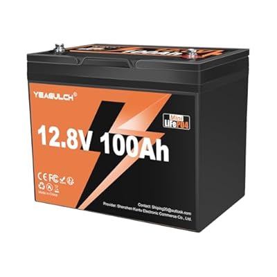 12.8V 100Ah Mini LiFePO4 Lithium Battery Built-in 100A BMS 1.28kWh 10-Year Lifespan Rechargeable Battery 6000 Deep Cycles Perfect for RV Trolling Motor Marine Solar