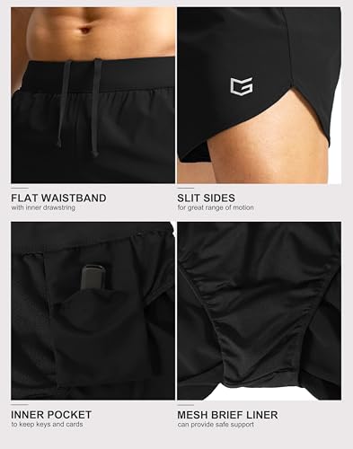 G Gradual Running Shorts for Men 3 Inch Lighweight Quick Dry Workout Gym Athletic Jogging Shorts with Inner Key Pocket