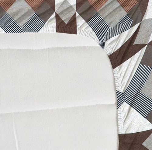 Image of la'amour 100% Cotton Elastic Fitted Bedsheets with 2 King Size Pillow Covers Double Bed with All Around Elastic Supersoft Size - 72 King Sizex78+10 inches Grey and White 200 tc - 220 tc