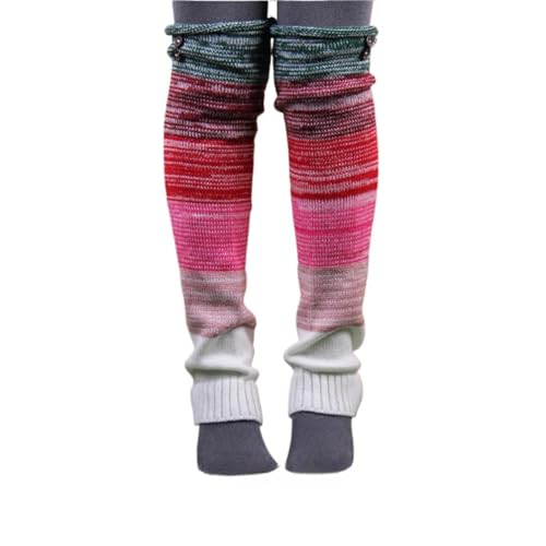 Knitted Leg Warmers for Women Boho Warm Long Leg Sleeve Fashion Rainbow Leg Warmer