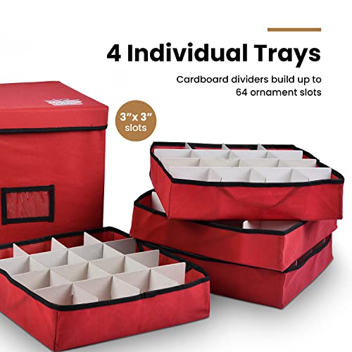 Holiday Cheer HC64ORN Premium Christmas Ornament Storage With 4 Tray – Christmas Storage Container With Dividers Perfect thumb #2