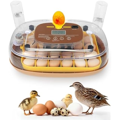 Series III - 24 Egg Incubator for Hobbyists, Full-Stage Adaptive Humidity (Dual-Bottle) & Temp Control, Custom-Interval Auto Turn & Auto Stop, Preset Incubation Days, Adjustable Egg Spacing