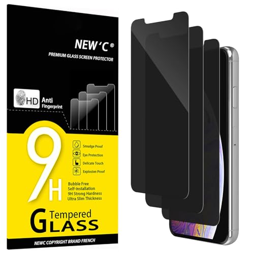 NEW'C 3 Pack Privacy for iPhone 11 Pro Max, iPhone XS Max Screen Protector (6.5"), Enhanced 28-Degree Privacy Angle