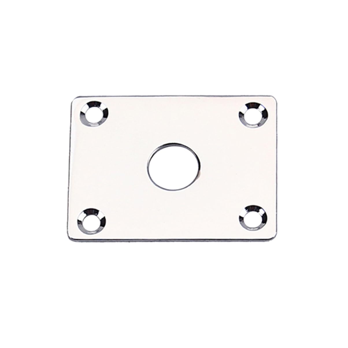 Unomor 1set Jack Plate for Guitar Bass Chrome Style Output Input Socket Mount with Screws Easy to Install Standard Replacement Parts for Electric Guitars