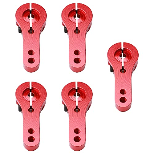 SD Racing Parts 5 Pack 25T Metal RC Servo Arm Horn M3 Threads Steering Arm for Futaba Savox Xcore HL HSP HD Power (Red)