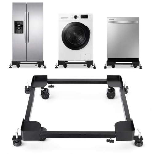 Image of Amazon Basics Heavy-Duty Adjustable Appliance Stand, Expandable Metal Frame with Anti-Skid Pads, for Washing Machine, Refrigerator, Dishwasher & Air Cooler | Load Capacity 180 kg