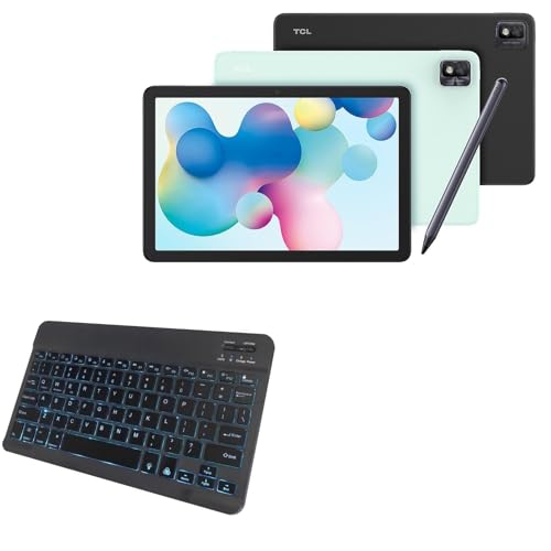 BoxWave Keyboard Compatible with TCL NxtPaper 10s - SlimKeys Bluetooth Keyboard - with Backlight, Portable Slim LED 7 Colors - Jet Black