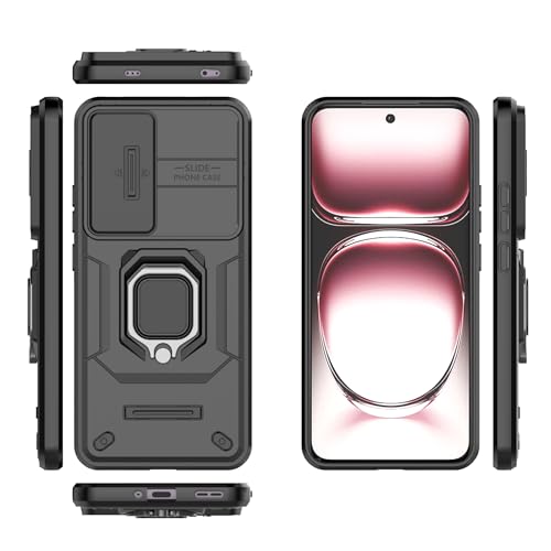 Image of TPU+PC Camshield Pro Case With Slide Camera Protection And Ring Stand Bumper Back Case Cover For Oppo Reno 12 Pro 5G (Black)