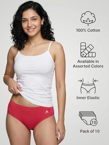 Image of Panty Set for Women | Solid Plain Mid Waist Cotton Panties for Women Combo | Hipster Briefs | Soft Breathable Innerwear for Women | Ladies Innerwear