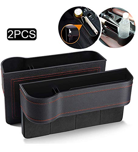 WYKFXF PU Leather seat Console Storage Box,Car Seat Gap Filler, Console Side Pocket，