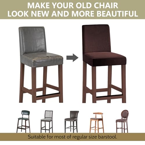 Image of Bar Stool Covers Counter Chair Slipcovers Set of 4,Coffee