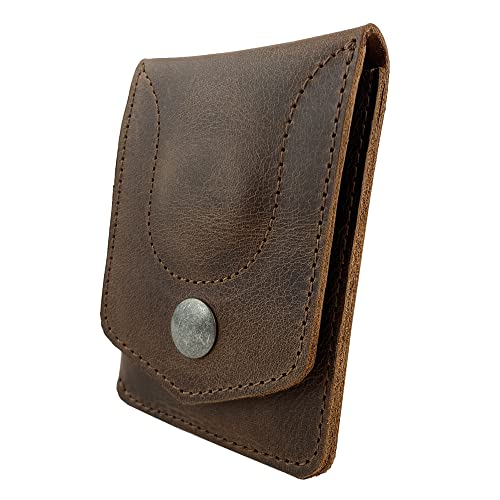 Card Holder with Slot for AirTag Handmade from Full Grain Leather, Storage Case for Cash, Compact Pocket Organizer, Travel Accessory - Bourbon Brown3
