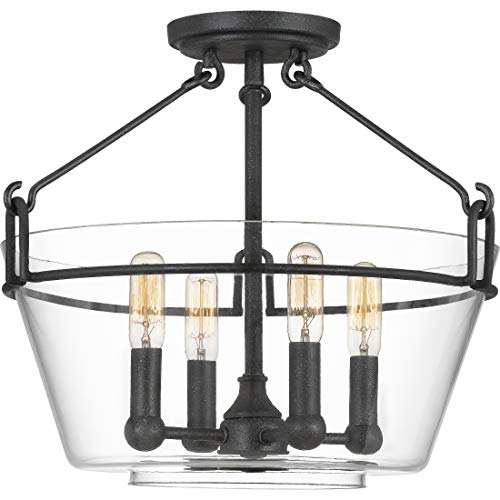 Plafonnier semi-encastré 4 ampoules Wells pour éclairer une pièce basse de plafond