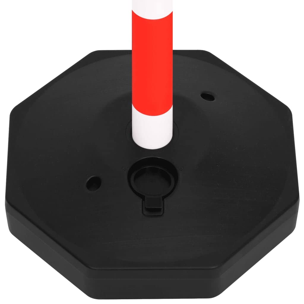 Set di pali a catena con 4 pali e 10 m di catena in plastica rosso, bianco e nero, base in PE riempibile, altezza 90 cm, barriera per parcheggio, cantiere, locali operativi, sicurezza stradale