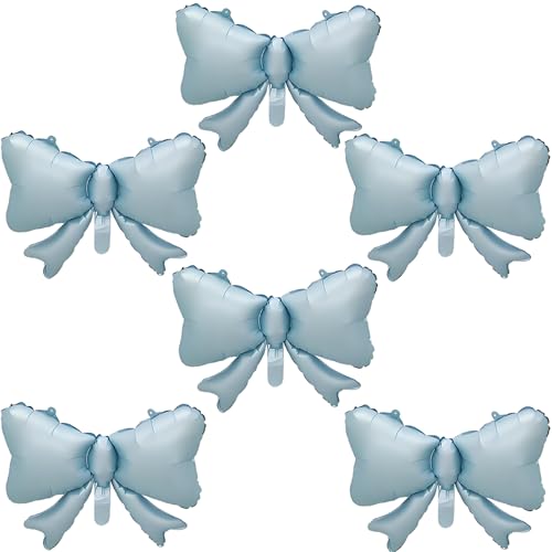 6Pcs Blue Bow Balloons - Blue Foli Bow Coquette Balloons for Coqu...