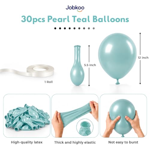 Image of Jobkoo Pearl Teal Balloons, 12 Inch Pearl Turquoise Aqua Blue Latex Balloon